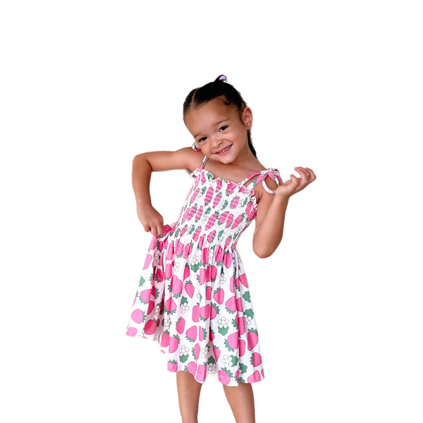 Little Girls Strawberries Sun Dress-Children’s dress-Fitazzo