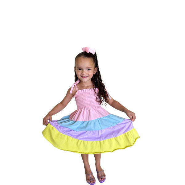 Little Girls Rainbow Fan Sun Dress-Children’s dress-Fitazzo