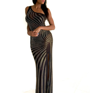 Fitazzo Women’s Black and Gold Party Dress-Apparel-Fitazzo