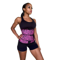 Pink printed double strap waist trainer-Slimming belts-Fitazzo
