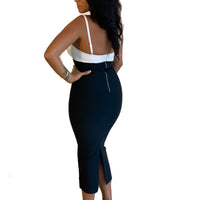 Women’s Black and White High Waist, Maxi Party Dress-Dress-Fitazzo