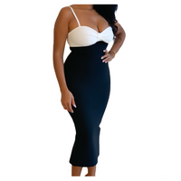 Women’s Black and White High Waist, Maxi Party Dress-Dress-Fitazzo