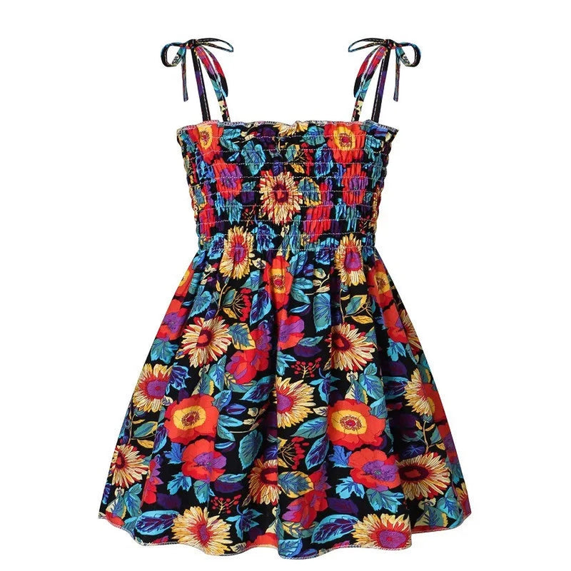 Girls' Multi Floral Printed Dress-Children’s dress-Fitazzo