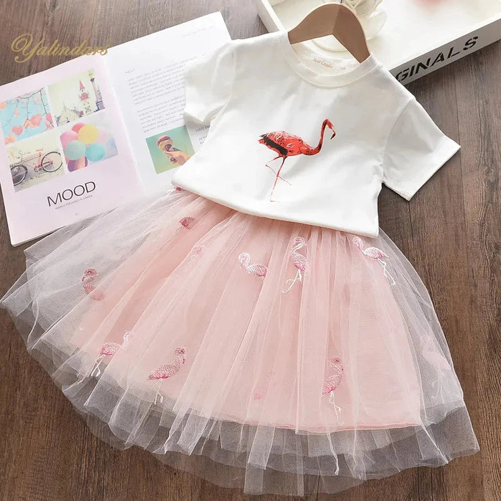 Flamingo Skirt and Shirt Outfit-Children’s dress-Fitazzo