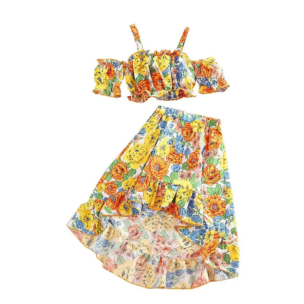 Off Shoulder high low two piece skirt-Children’s dress-Fitazzo