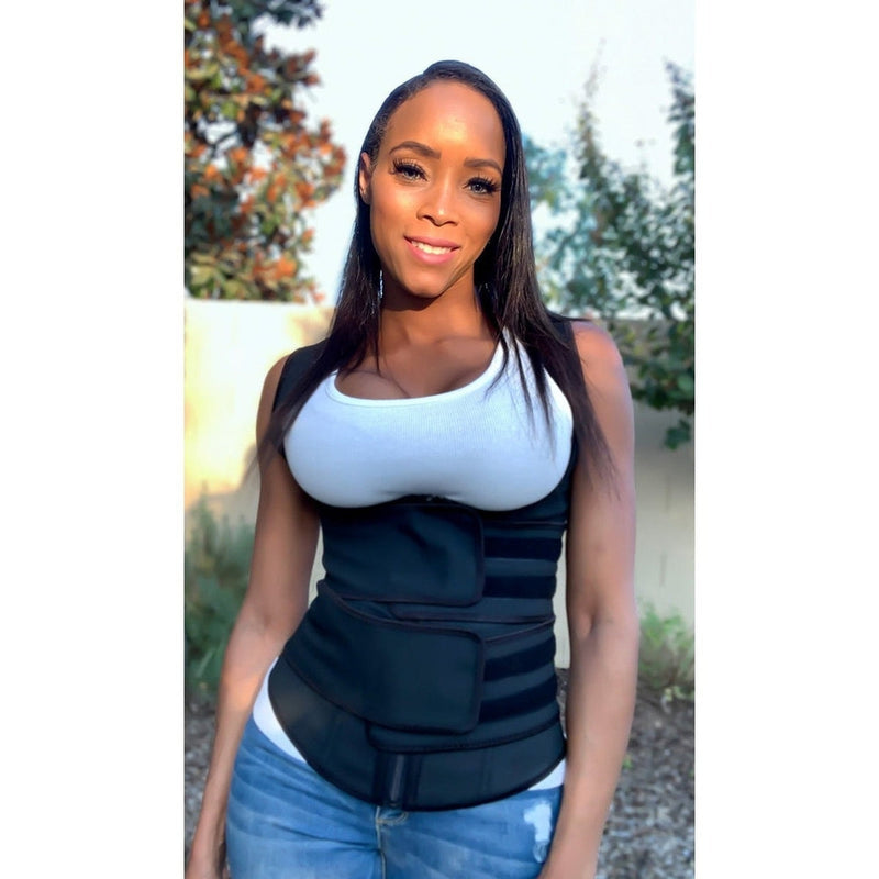 Double strap Full coverage Latex Waist Trainer Vest-Slimming belts-Fitazzo