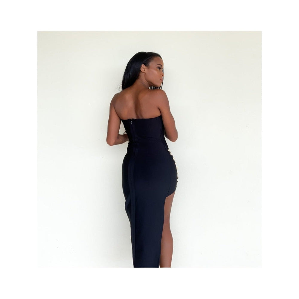 Black button party dress-Fitazzo